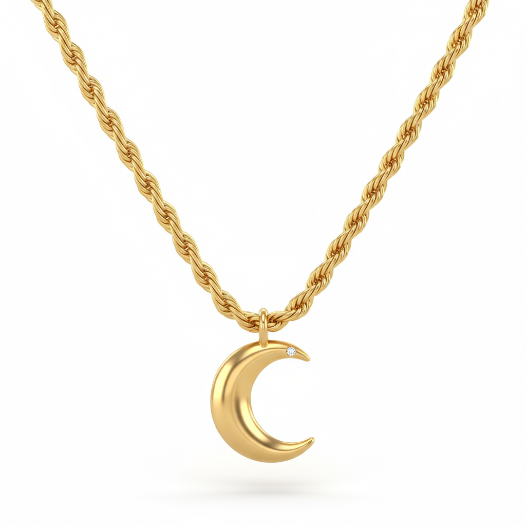 Cadena Rope con dije luna